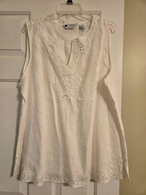 Carol Little linen sleeveless shirt 2X
